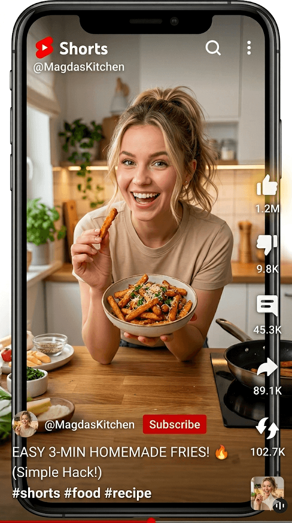 Vertical short preview inside a phone frame